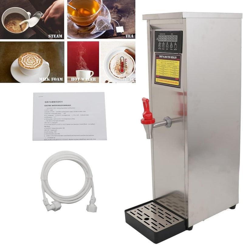 ECUTEE Water Boiler Electric Dispenser Commercial Automatic Boiling Water Machine Stainless Steel Liner LCD Display for Tea Coffee Shop Dessert Shop Hotel Milk,Silver