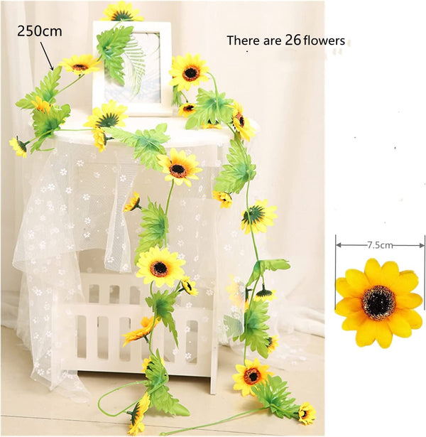 Artificial Sunflower Garland with Leaves - Wedding Party Arch Decoration