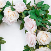 2 Pack 6.6 FT Fake Rose Vine Flowers Plants Artificial Flower Home Hotel Office Wedding Party Garden Craft Art Decor (Blush Pink Rose Garland 2 PCS)…