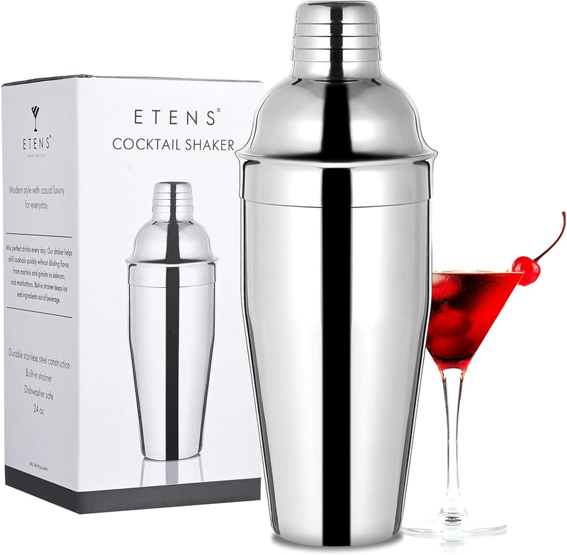 Etens Bar Cocktail Shaker, 24 oz Martini Shaker Drink Mixer with Built-In Strainer for Bartending – Stainless Steel Bartender Shakers for Mixed Drinks Margarita Alcohol Liquor Barware Tools