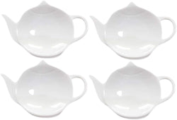 Sizikato 4pcs Pure White Ceramic Tea Bag Holder Tea Bag Coasters Teapot-Shaped Dish Spoon Rests Snack Dish Seasoning Dish.