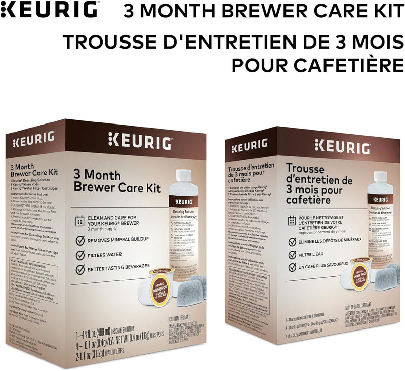 Keurig 3-Month Brewer Maintenance Kit Includes Descaling Solution, Water Filter Cartridges & Rinse Pods, Compatible Classic/1.0 & 2.0 K-Cup Coffee Makers, 7 Count