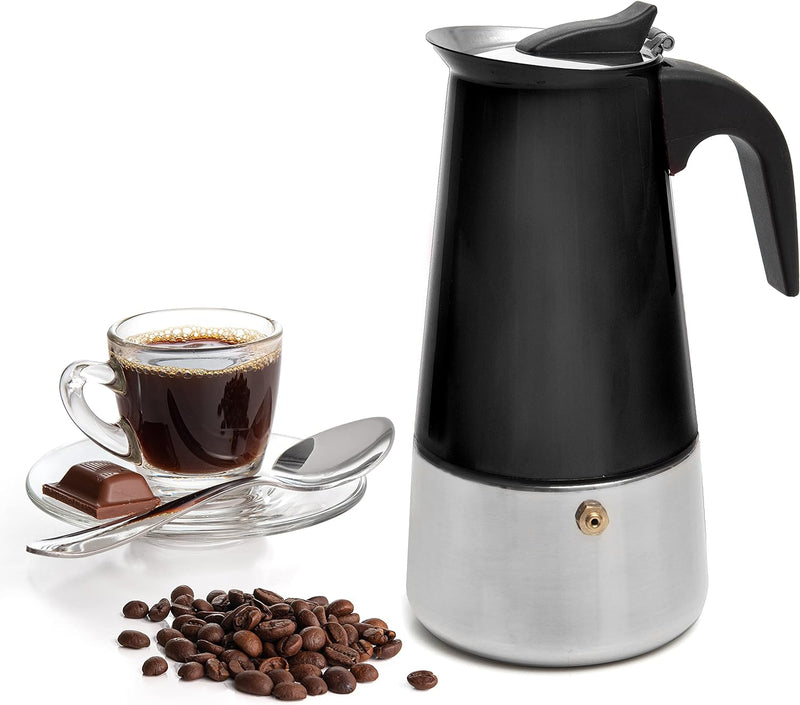 Mixpresso 9 Cup Coffee Maker Stovetop Espresso Coffee Maker, Moka Coffee Pot with Coffee Percolator Design, Stainless Steel stovetop espresso maker, Italian Coffee Maker, Red Coffee Maker