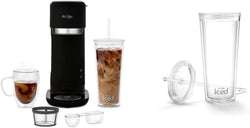 Mr. Coffee Iced and Hot Coffee Maker, Single Serve Machine with 22-Ounce Tumbler and Reusable Coffee Filer, Black