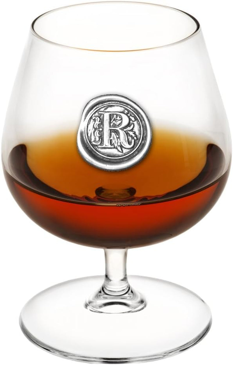 English Pewter Company 14.5oz Brandy Cognac Snifter Glass With Monogram Initial - Personalized Gift With Your Choice of Initial (D) [MON204]
