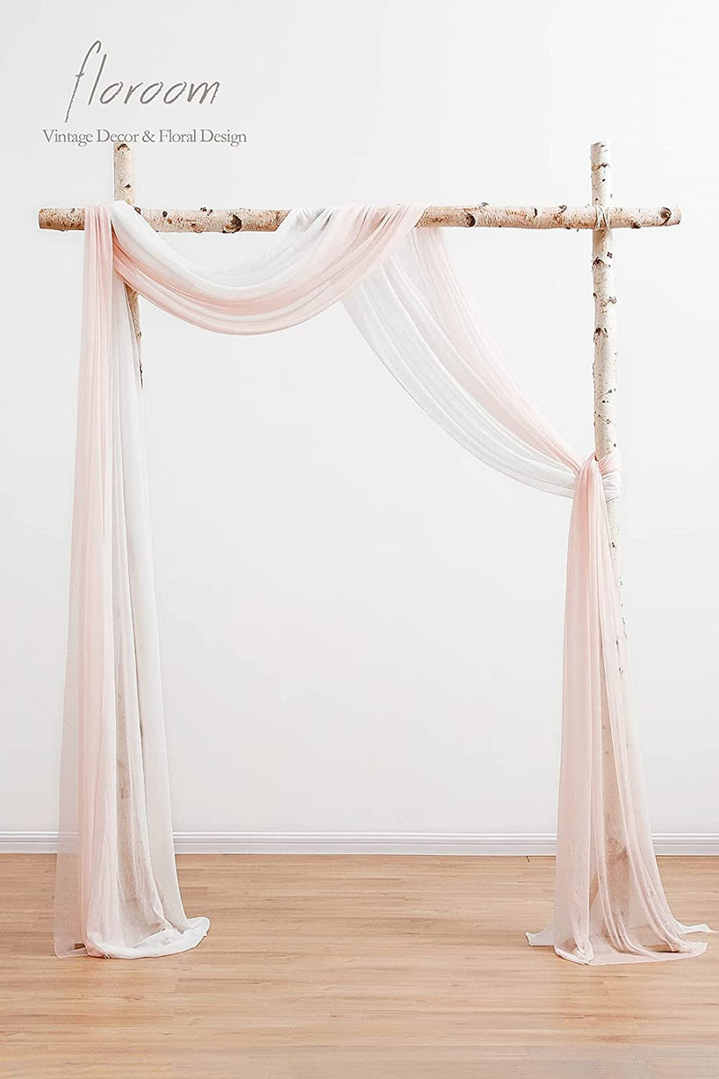 Wedding Arch Draping 20Ft Chiffon Fabric Panels - Blush  White Decorations