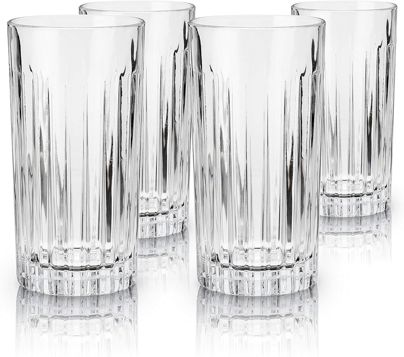 Viski Crystal Highball Glasses - European Crafted Collins Glasses Set of 4-14oz Cocktail Glass for Wedding or Anniversary and Special Occasions Gift Ideas