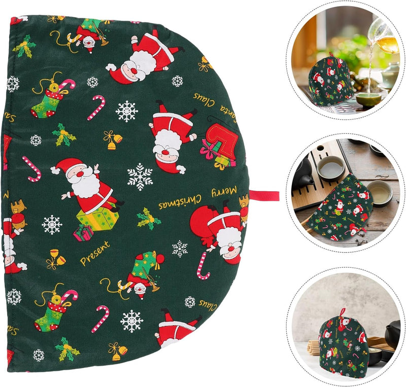 Ciieeo Cotton Tea Cosy for Teapot Christmas Theme Warm Tea Pot Cover Insulated Kettle Cover Warmer Winter Tea Pot Cosy for Home Kitchen Table Decor