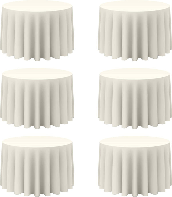 6 Pack Ivory Round 108 Tablecloths - Bulk Polyester Fabric for Wedding Reception Banquet Party Restaurant