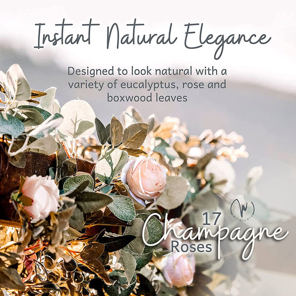 Eucalyptus and Flower Garland Decor - 17 Roses - Lush and Natural
