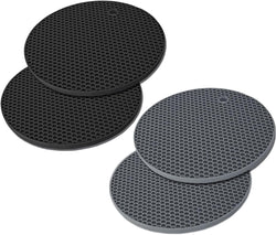 TENOC Silicone Trivet Mats for Hot Pots & Pans, Heat Resistant Pot Holder, Non-Slip Hot Pads for Dishes & Cookware, Multipurpose Kitchen Table Teapot Coaster, 7.1 Inch, 1 Pcs, Black