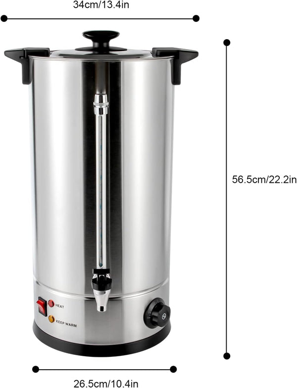 Hot Water Dispenser, 25L/6.6 gal Commercial Stainless Steel Electric Hot Water Boiler With Double-layer Barrel Wall, Portable Thermostable Tea Urn Coffee Boiler With Practical Faucet For Hot Drinks