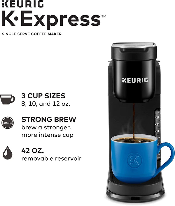 Keurig K-Express Coffee Maker, Single Serve K-Cup Pod Coffee Brewer, Black, 12.8” L x 5.1” W x 12.6” H