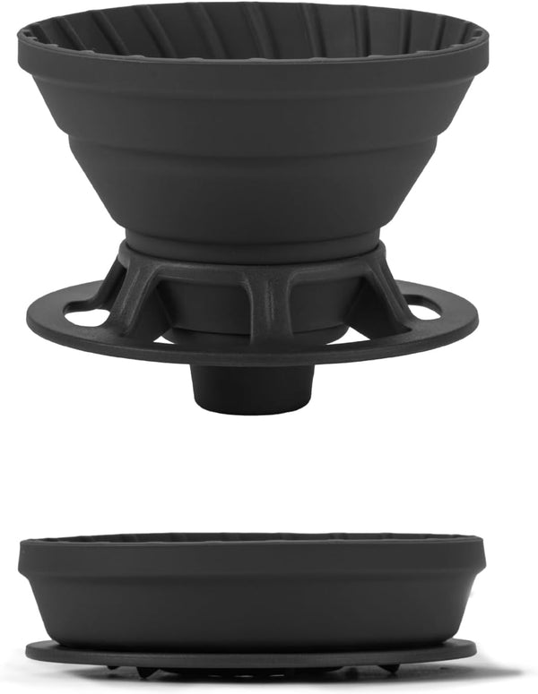 VANDROOP Collapsible Coffee Dripper, Silicone Reusable Pour Over Coffee Maker, Pour Over Coffee Dripper for Camping, Business Trip, Home＆Office, Single Clever Coffee Dripper (Black, 1-2 Cup)