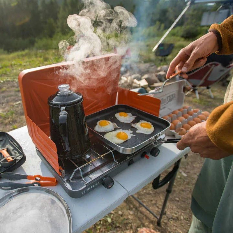 Stansport Enamel Camping Tableware Set & GSI Outdoors Percolator Coffee Pot | Enamelware Campfire Coffee Boiler Kettle for Outdoor Camping Cookware, Cabin, RV, Kitchen, Hunting & Backpacking