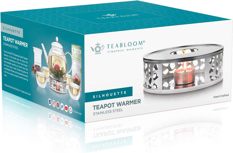 Teabloom Silhouette Tea Warmer - Stainless Steel Teapot Warmer with Tea Light Candle