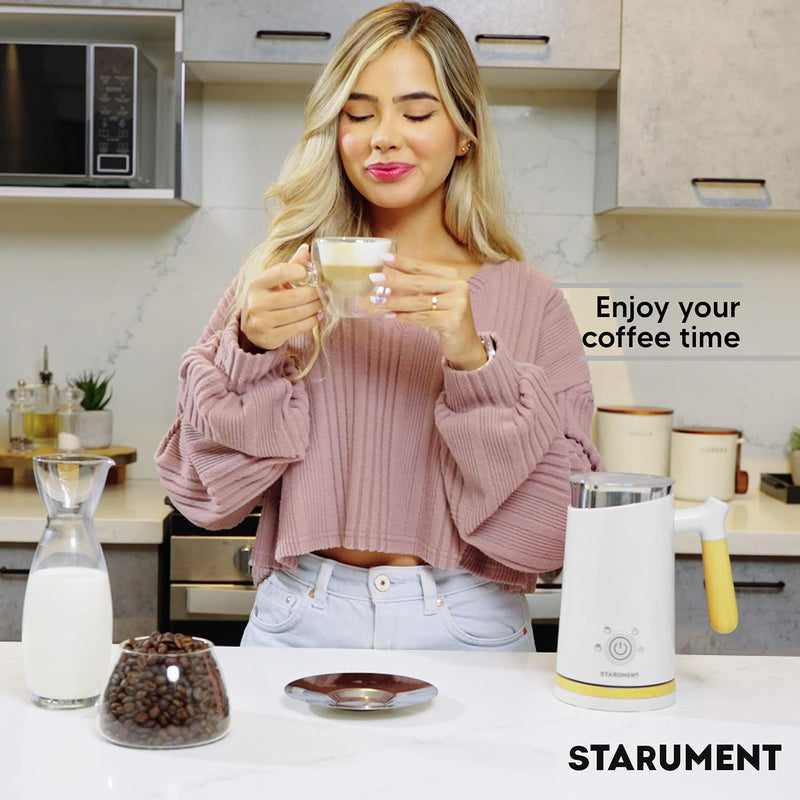 Starument Electric Milk Frother - Automatic Milk Foamer & Heater for Coffee, Latte, Cappuccino, Other Creamy Drinks - 4 Settings for Cold Foam, Airy Milk Foam, Dense Foam & Warm Milk - Easy to Use