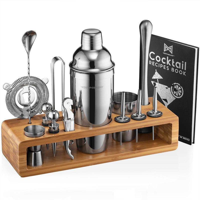 Mixology Bartender Kit: 23-Piece Bar Set Cocktail Shaker Set with Stylish Bamboo Stand | Perfect for Home Bar Tools Bartender Tool Kit and Martini Cocktail Shaker for Awesome Drink Mixing (Copper)