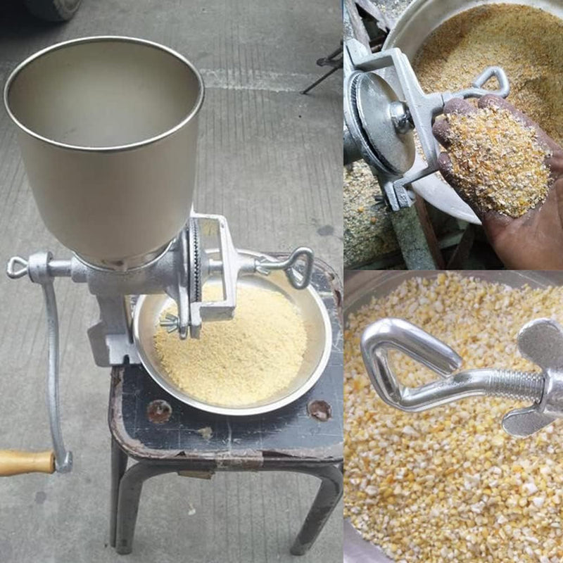 Moongiantgo Corn Grinder Cast Iron, Hand Crank Grain Mill with Large Hopper & Table Clamp, for Manual Crushing Barley Wheat Berries Coffee Chickpeas Seeds Pepper Dried Beans Animals Feed Home Brewing