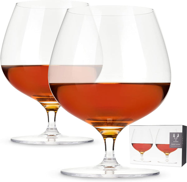 Viski Wingback Brandy Glass glassware set, Stemmed Wine glasses, Cocktail Glass Gift, Perfect for Bourbon, Rye, Scotch, and Mezcal, Set of 2, 17oz