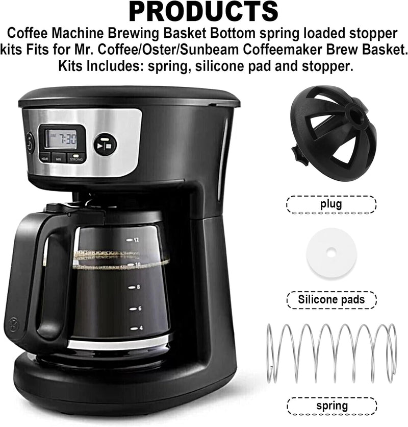 Coffee Machine Brewing Basket Bottom spring loaded stopper kits Fits for Mr. Coffee Brew Basket 185774-000-000｜fits for Oster/Sunbeam Model BVST-JBXSS41 Coffeemaker Brew Basket 154446-000-000