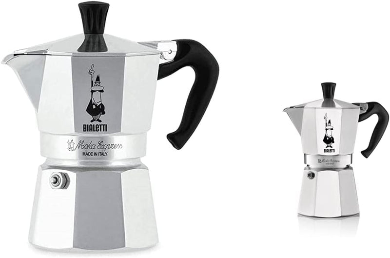 Bialetti - Moka Espress: Iconic Stovetop Espresso Maker, Makes Real Italian Coffee, Moka Pot 6 Cups (6 Oz), Aluminium, Silver