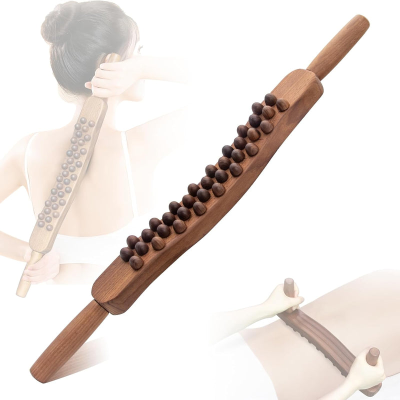 Goodtar Mushroom Massager Wood Therapy Mushroom Wood Tool Colombian Wood Therapy Mushroom Wood Therapy (34 Beads)