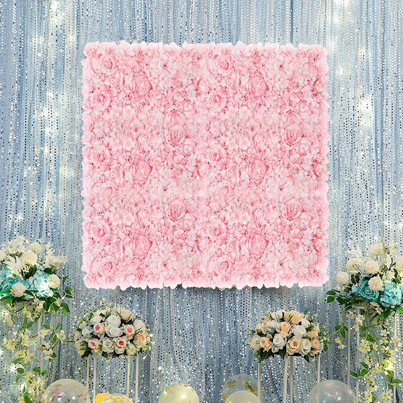 Silk Rose Flower Panels - 2 Pack Pink 16x24 inches for Weddings Backdrops and Decorations