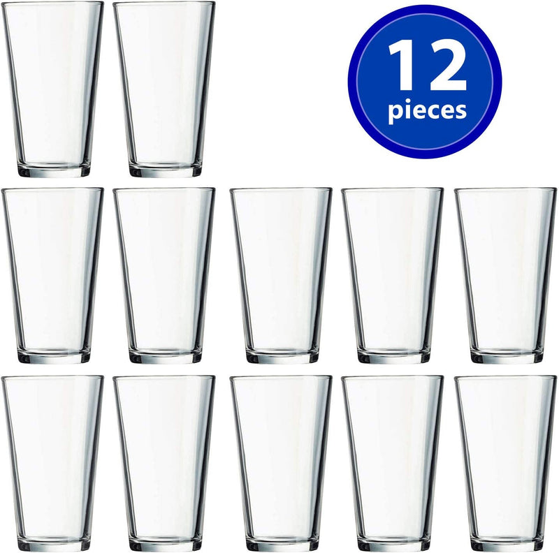 Set of 12 - Drinking Glasses 16 oz Highball Water Glasses Cups Sets Pint Glasses Beer Glasses Tumblers Bar Glasses Design for Home and Kitchen