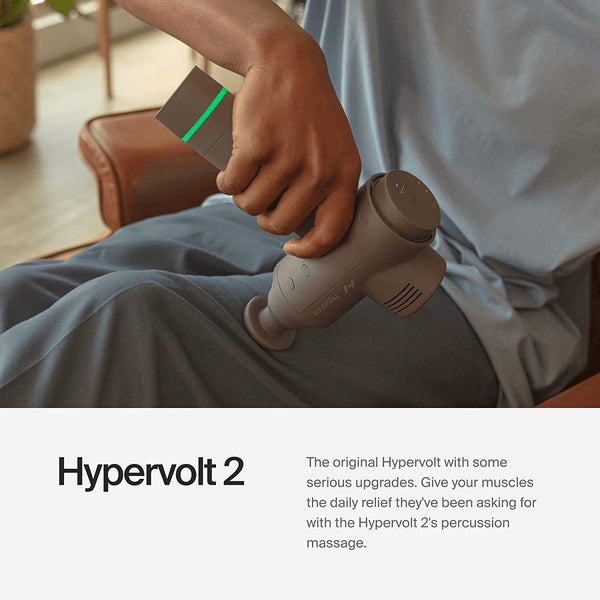 Hypervolt 2 - Featuring Quiet Glide Technology - Handheld Percussion Massage Gun | 3 Speeds, 5 Interchangeable Heads | Helps Relieve Sore Muscles and Stiffness (Hypervolt 2) FSA and HSA Eligible