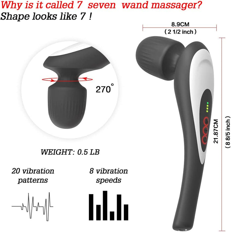 Handheld Personal Vibrating Massager - Cordless Electric Muscle Massager, Deep Tissue Massager for Neck Back Shoulder Foot, Portable Wand Massage for Full Body (Black)