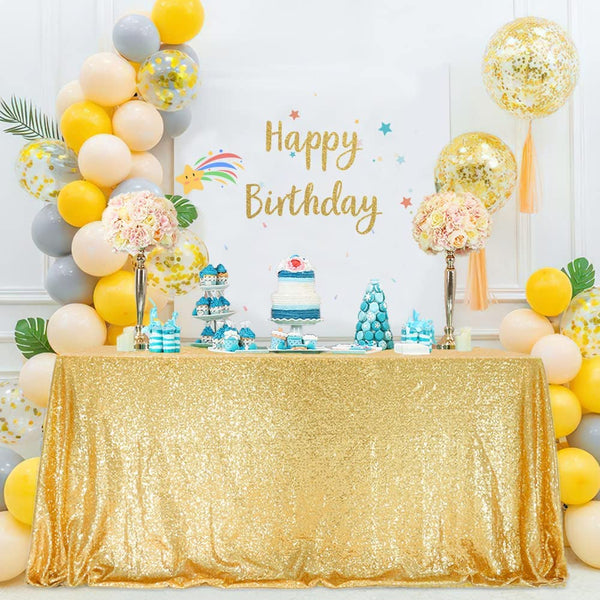 Gold Sequin Rectangular Tablecloth - 60 x 120 inches