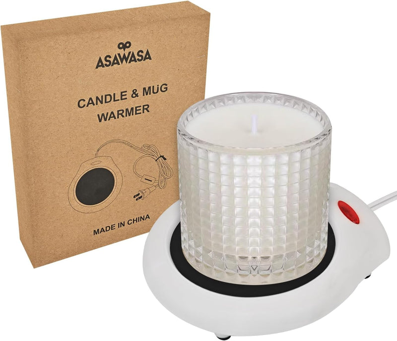 ASAWASA Candle Warmer for Large Jar, Coffee Mug Warmers, Safely Releases Scents Without a Flame, Melt The Candle Quickly, Enjoy Your Warm Coffee Tea. Gifts for Festival Birthday Women Men Mom Dad