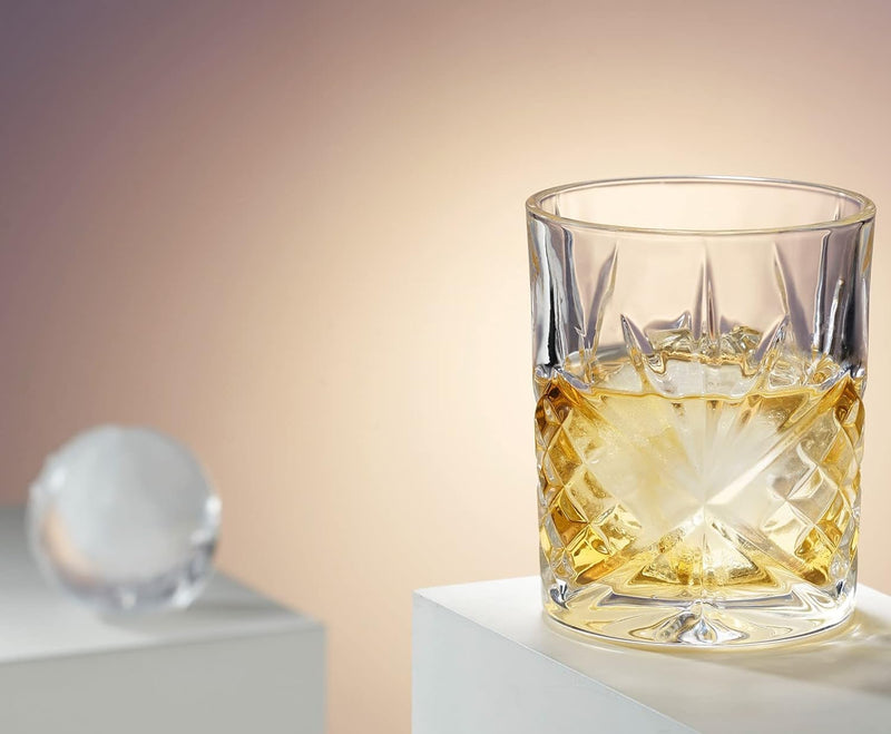 Godinger Whiskey Glasses and Sphere Ice Ball Maker Ice Mold Whiskey Chilling Barware Set, Drinking Glasses, Rocks Glasses, Gifts for Men - Set of 2