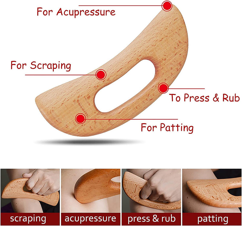 Lymphatic Drainage Massager, Wooden Gua Sha Tool for Body, Manual Massage Scraper for Anti Cellulite and Relieve Muscle Fatigue, Body Gua Sha Paddle (Style A)