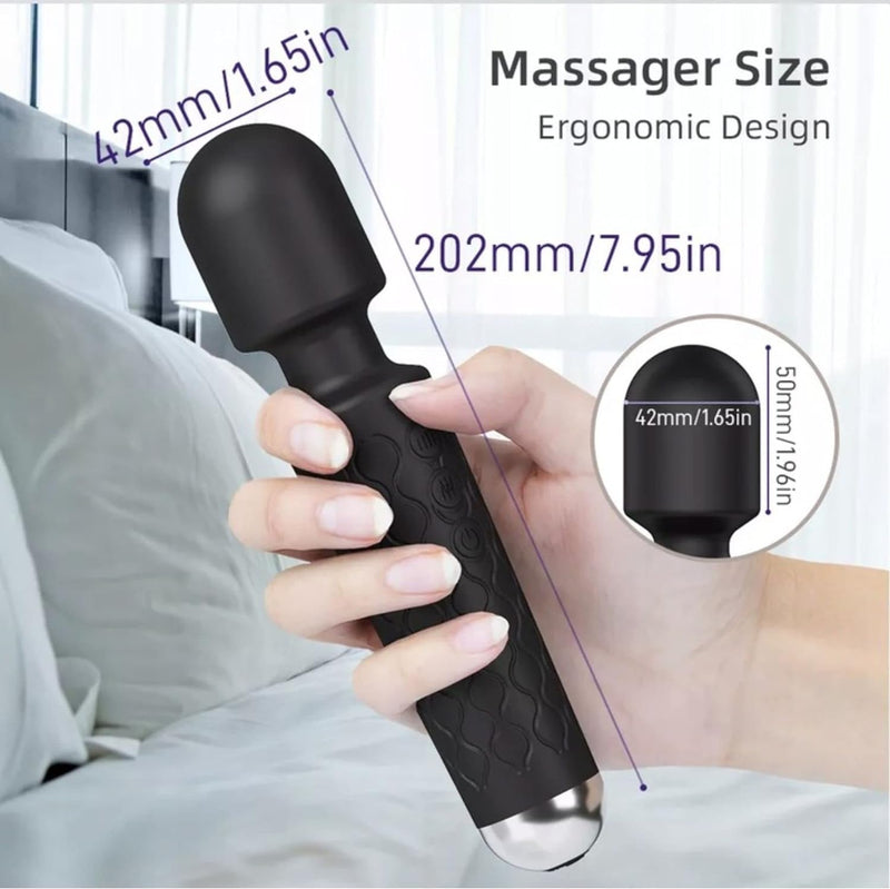 Rechargeable Personal Massager - Powerful Multi Speed Vibration - Whisper Quiet - Waterproof - for Muscle Tension Relief in Neck, Back, Shoulders, Legs and Feet - Black