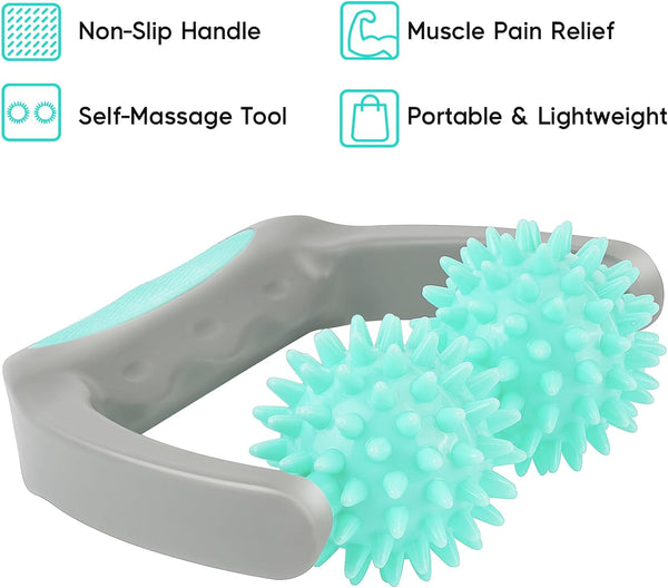 Coolife Fascia Release Spiky Massage Roller, Cellulite Massager - Deep Tissue Massage Tool for Neck Shoulder Legs, 2 Balls Pressure Trigger Point Myofascial Manual Body Massager for Women Men