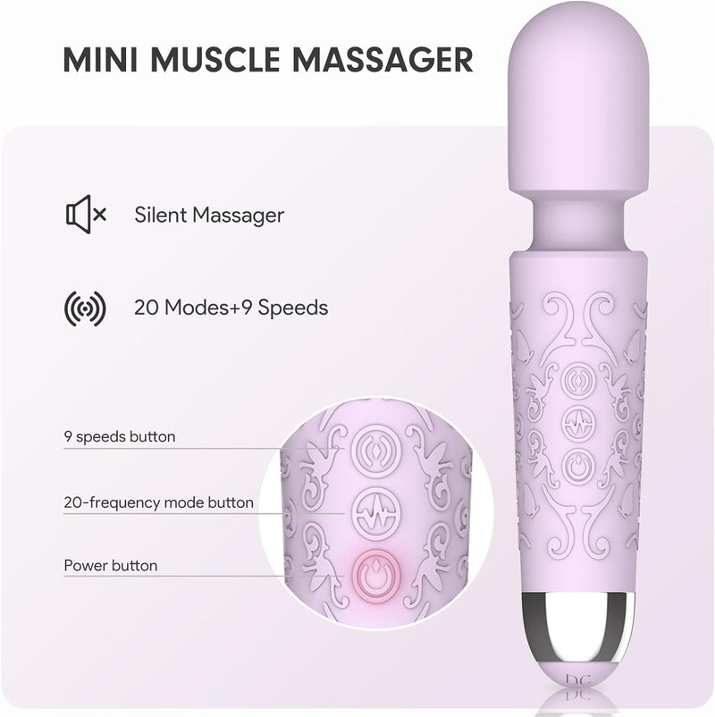 MANFLY Mini Electric Massage Tool, Handheld Electric Powerful Rechargeable Waterproof Neck Shoulder Back Leg Massager (Purple)