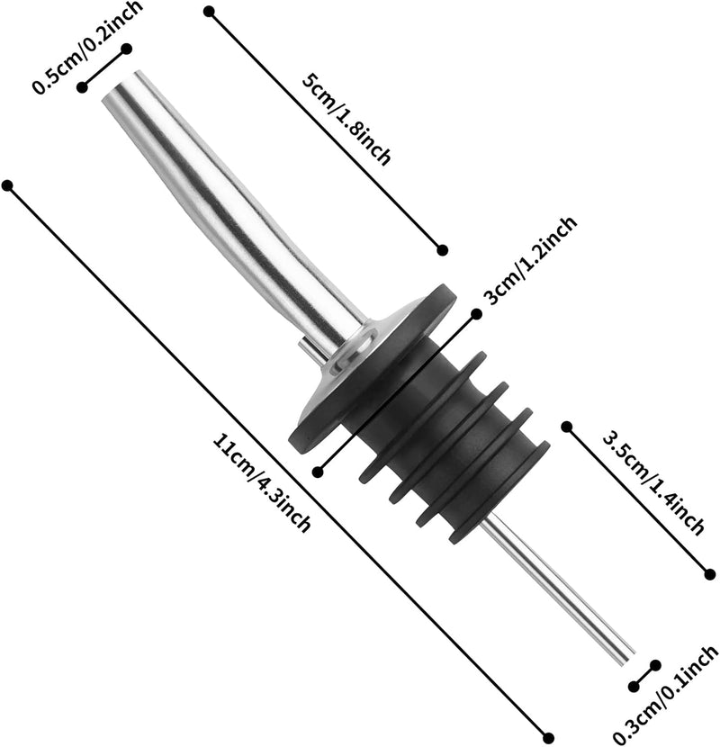 Pour Spout for Liquor Bottles - Vaincre 12 Pack Liquor Pour Spout, Pour Spouts with Rubber Dust Caps, Stainless Steel Tapered Speed Wine Pourers, Good As Olive Oil Spout, Bar Bartender Accessories