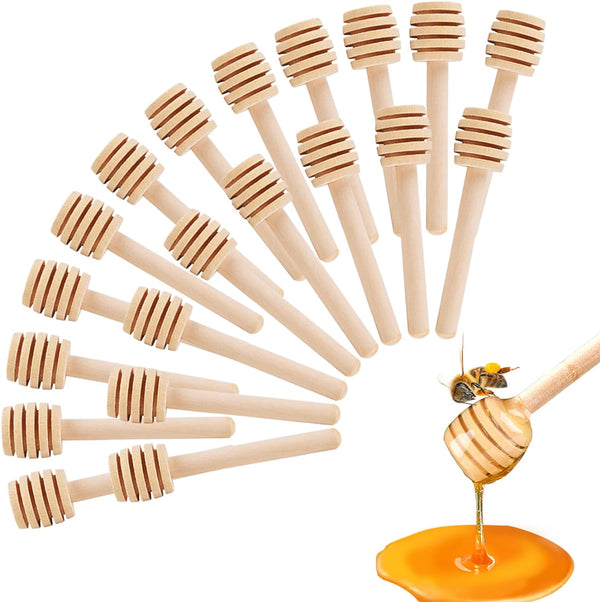 20 Pcs Honey Sticks Mini Honey Dipper, 3inch Wooden Honey Comb Honey Dispenser for Honey Jar Dispense Drizzle Honey, Wedding Party, Gender Reveal Party Supplies