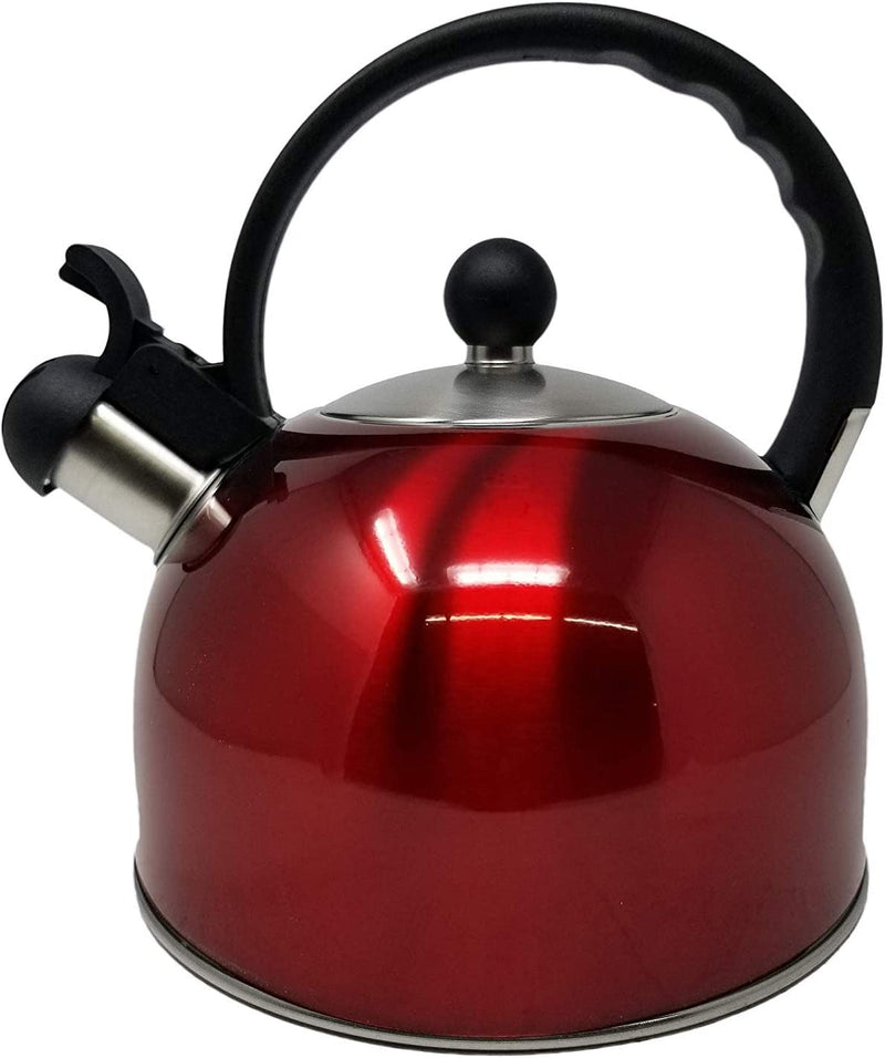 2.5 Liter Whistling Tea Kettle - Modern Stainless Steel Whistling Tea Pot for Stovetop with Cool Grip Ergonomic Handle (Black)