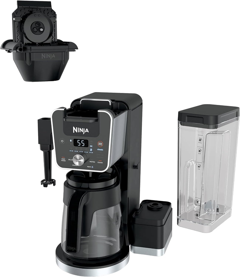 Ninja CFP451CO DualBrew System 14-Cup Coffee Maker, Single-Serve Pods & Grounds, 4 Brew Styles, Built-In Fold Away Frother, 70-oz. Water Reservoir Carafe, Black (Renewed) Extra Large