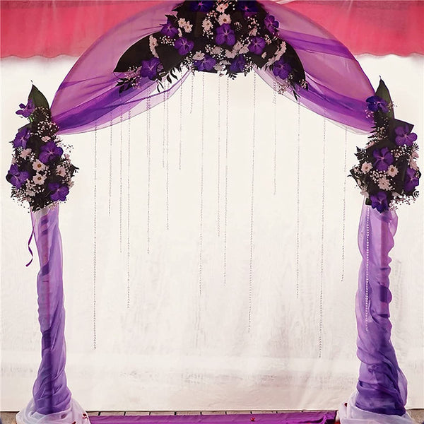 18FT Purple Sheer Wedding Arch Backdrop Curtain with Table Runner and Valance