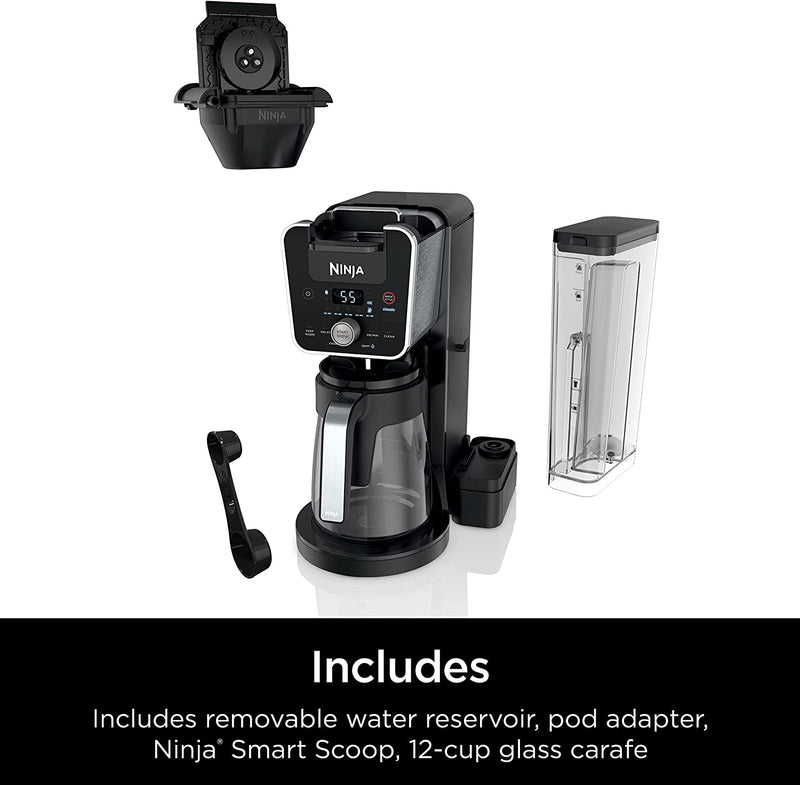 Ninja CFP201 DualBrew System 12-Cup Coffee Maker, Single-Serve for Grounds & K-Cup Pod Compatible, 3 Brew Styles, 60-oz. Water Reservoir & Carafe, Black