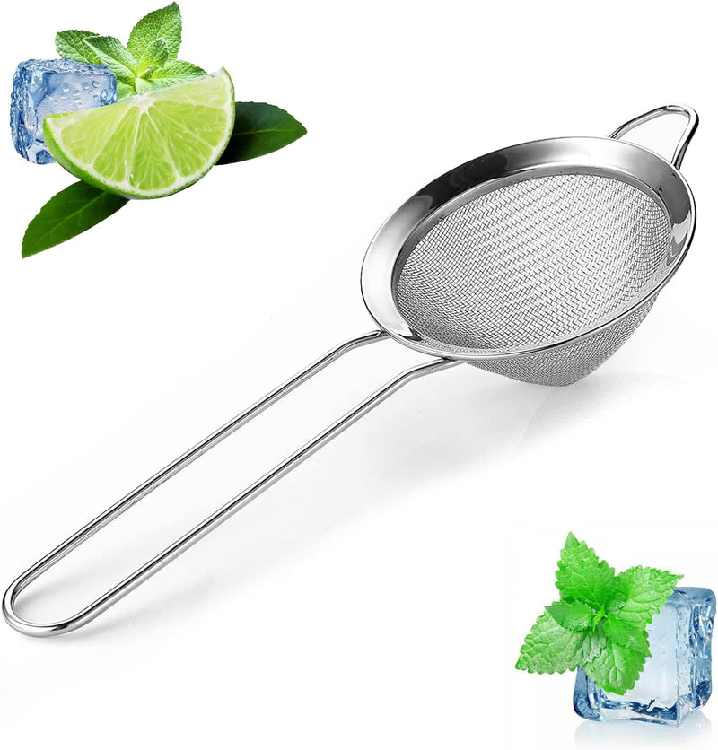 Fine Mesh Strainer Stainless Steel - Cocktail Strainer Fine Mesh Kitchen Strainer with Handle - 3.3 Inch / 7.6cm Fine Mesh Strainers for Kitchen bar strainer for Cocktail Drink and Bartender Bar Tool