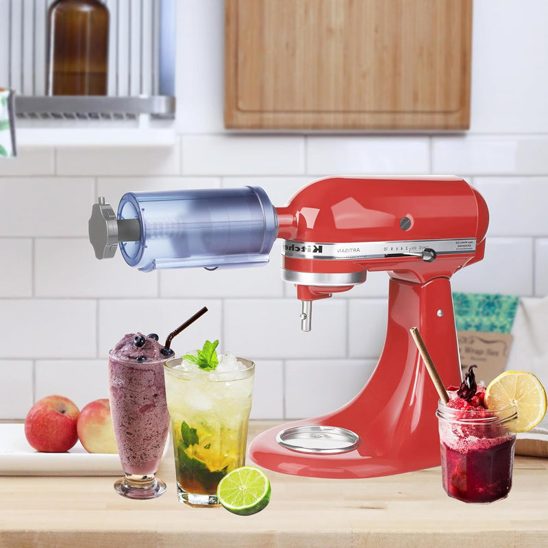 FORTHEAL Shaved Ice Attachment for KitchenAid mixers- Shaved Ice Machine,Ice Crusher, Customizable Flavors & Compatible with all KitchenAid Models ，with 8 Ice Molds Included