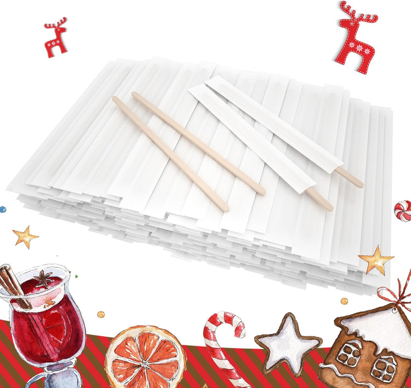 5.5 Inch 1000 Pcs Paper Wrapped Coffee Stirrers, Individually Wrapped Coffee Stirrers, Wrapped Stir Sticks Disposable Wood Coffee Sticks