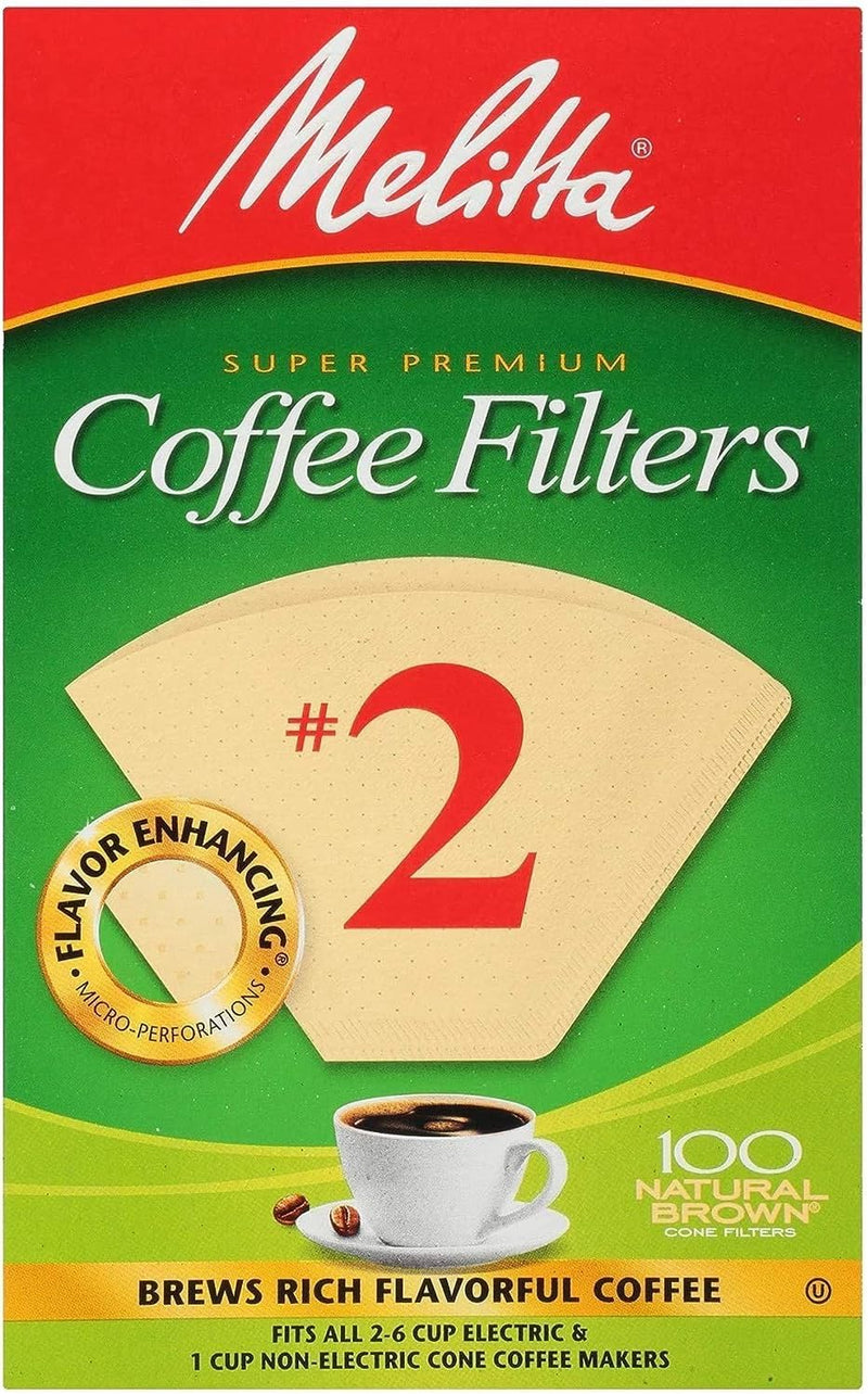 Melitta Cone Coffee Filter #2 100 Count- Natural Brown