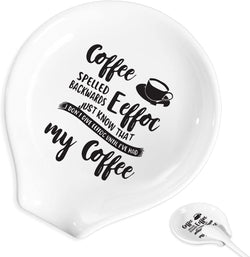 Coffee Spoon Rest and Spoon,Funny Coffee Quote Black And White Ceramic Coffee Spoon Holder-Station Decor Coffee Bar Accessories-Gifts for Coffee Lovers (I Like My Coffee)