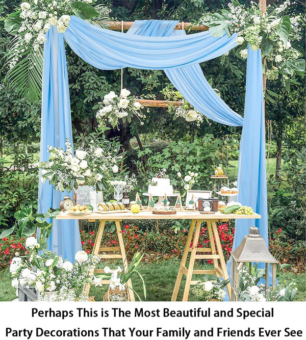 Wedding Arch Drapes - 2 Panels 24Ftx20Ft Baby Blue Chiffon Fabric